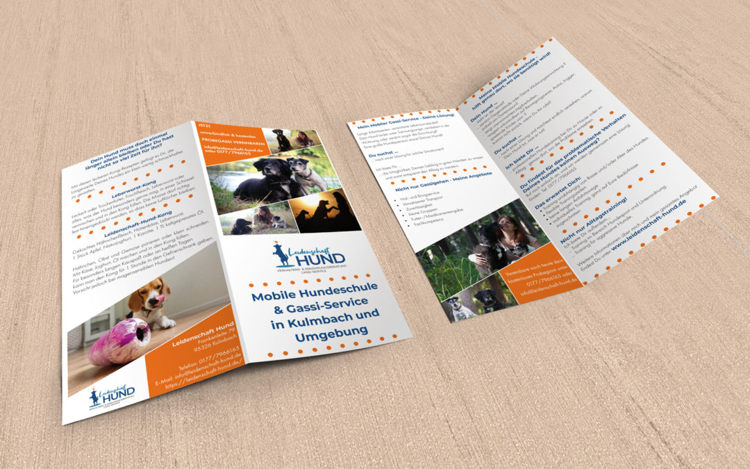 Flyer für eine mobile Hundeschule und GassiService
