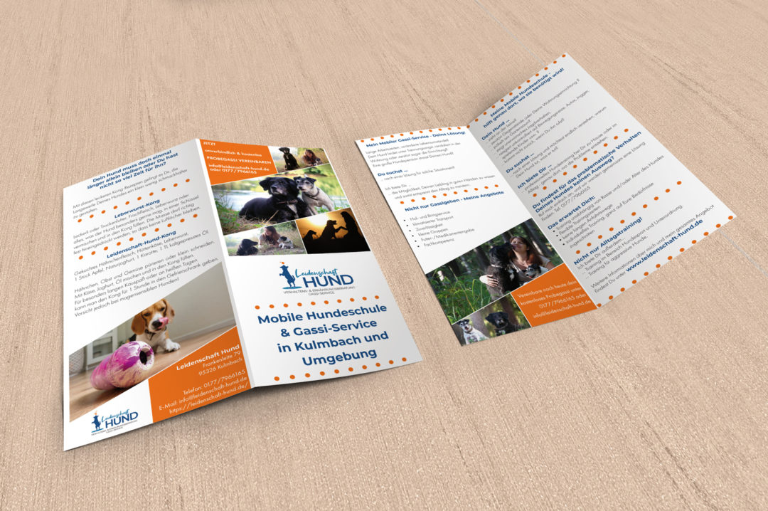 Flyer für eine mobile Hundeschule und GassiService