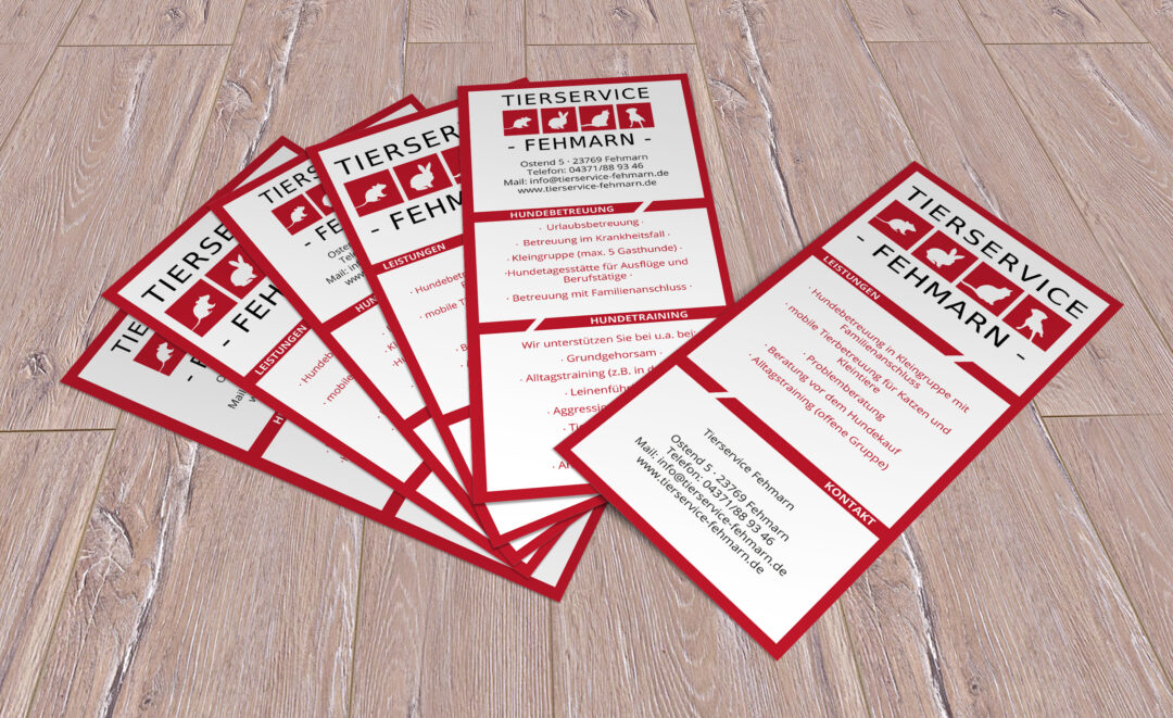 Flyer- und Visitenkartendesign für Tierservice Fehmarn